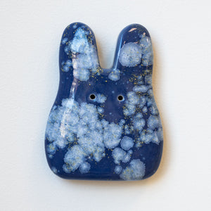 Blue Hydrangea Ceramic Wall Bunny