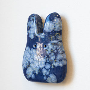 Blue Hydrangea Ceramic Wall Bunny