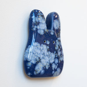 Blue Hydrangea Ceramic Wall Bunny