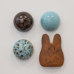 Rusty & Blue Ceramic Dome Set With Creature (4)