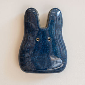 Hazy Blue Ceramic Wall Bunny