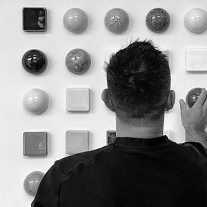 Sam Mayell Hanging Ceramic Dome and Checker Display